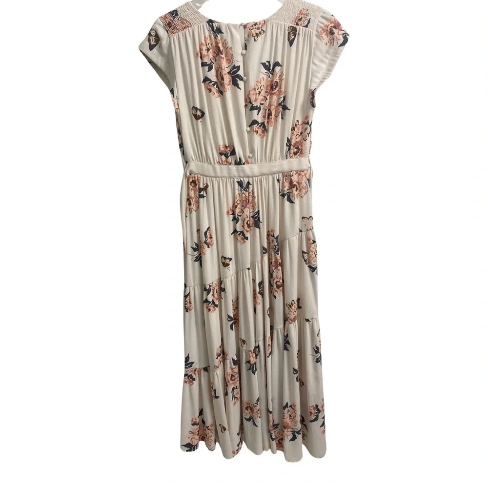 Free People All I Got Ivory Floral V-Neck Maxi Dress Size 6